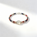 Color-Thread Beaded Bracelet with Center Accent Stone