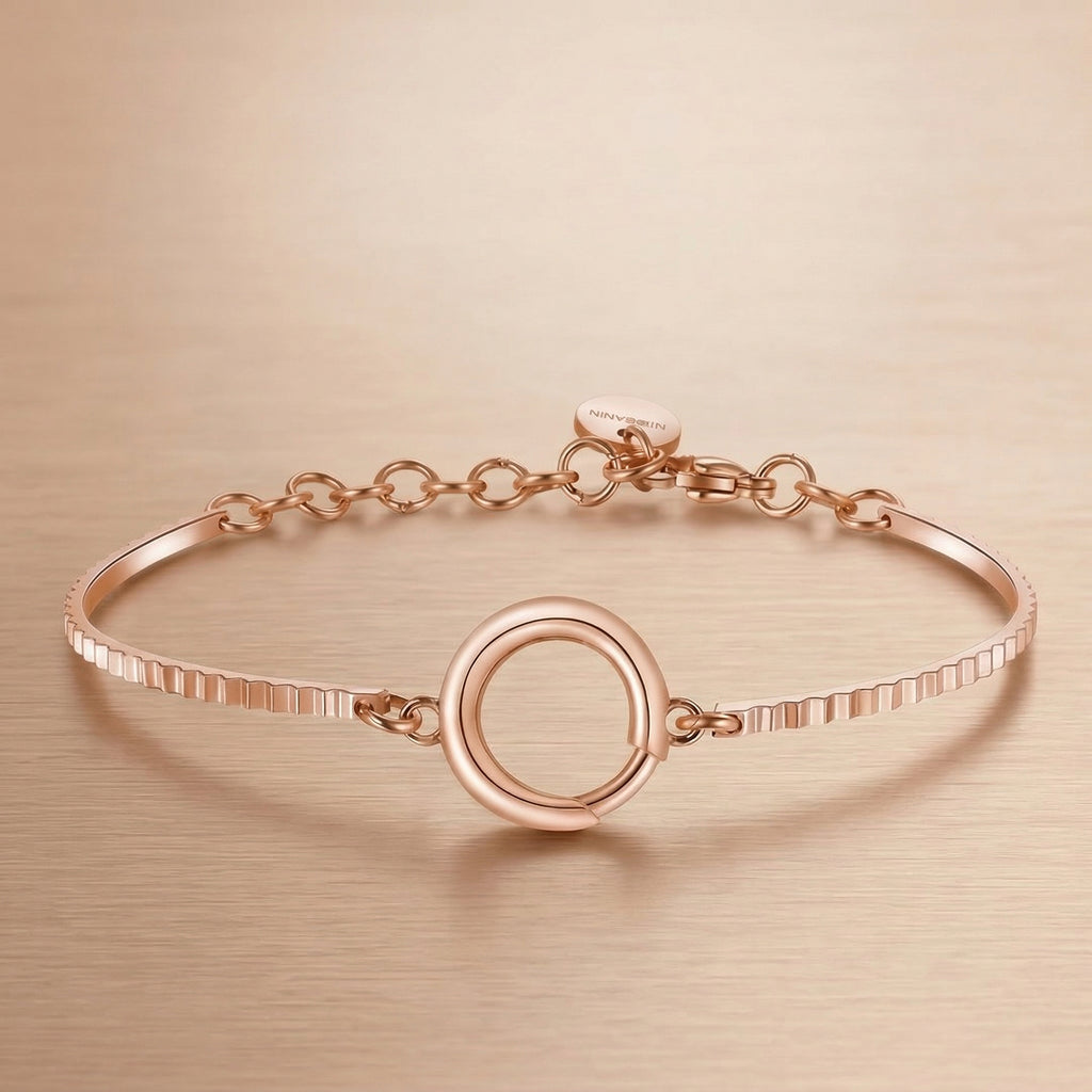 Rose Gold-Plated Chain Bracelet with Circular Clasp