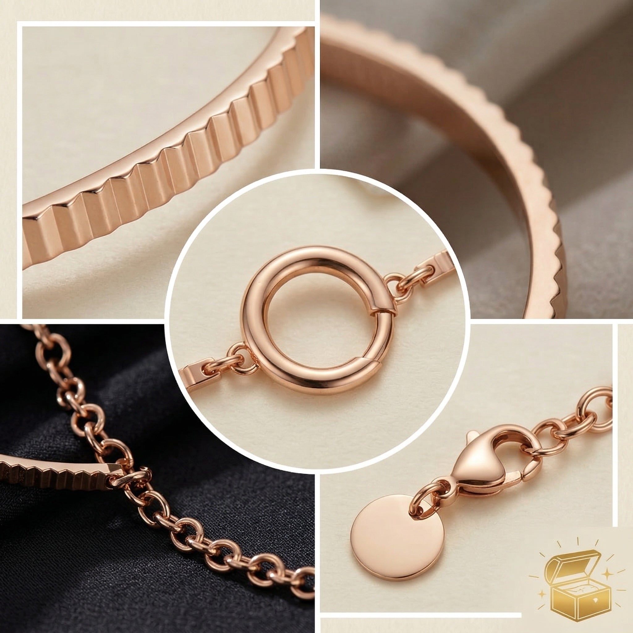 Rose Gold-Plated Chain Bracelet with Circular Clasp