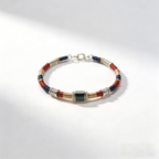 Color-Thread Bracelet with Geometric Center Accent
