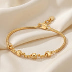 Gold-Plated Twisted Link and Beaded Chain Bracelet