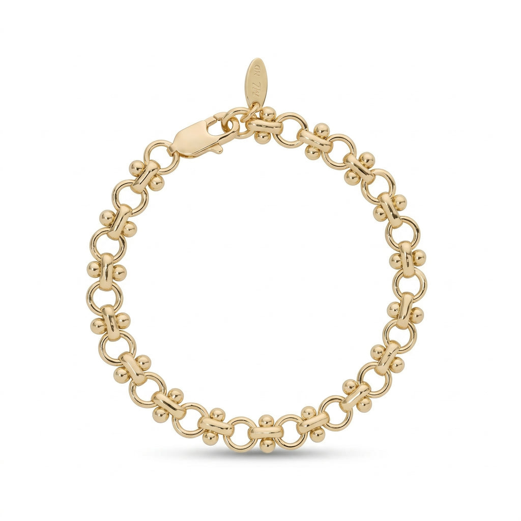 Gold-Plated Link Bracelet with Polished Ball Accents