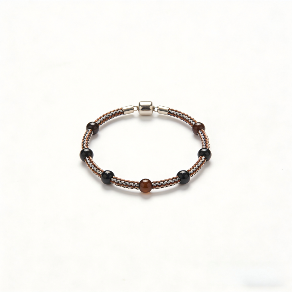 Braided Bead Accent Bracelet with Polished Clasp