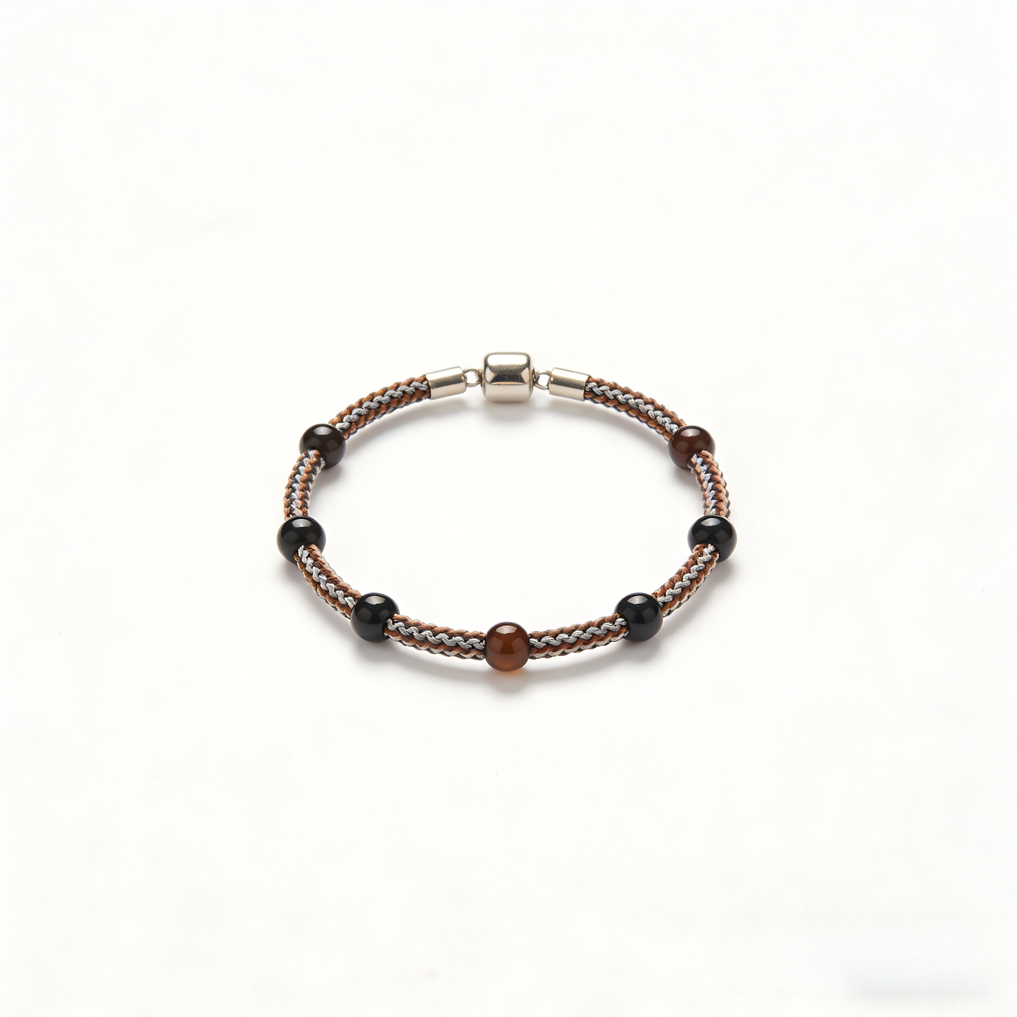 Braided Bead Accent Bracelet with Polished Clasp