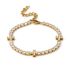 Gold-Plated Crystal Cross Bracelet