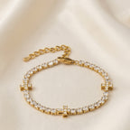 Gold-Plated Crystal Cross Bracelet