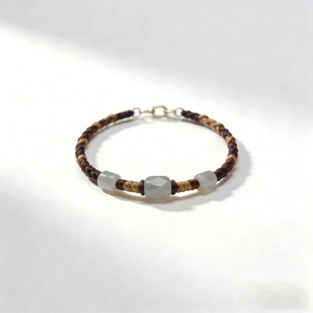 Braided Cord Bracelet with Frosted Center Beads