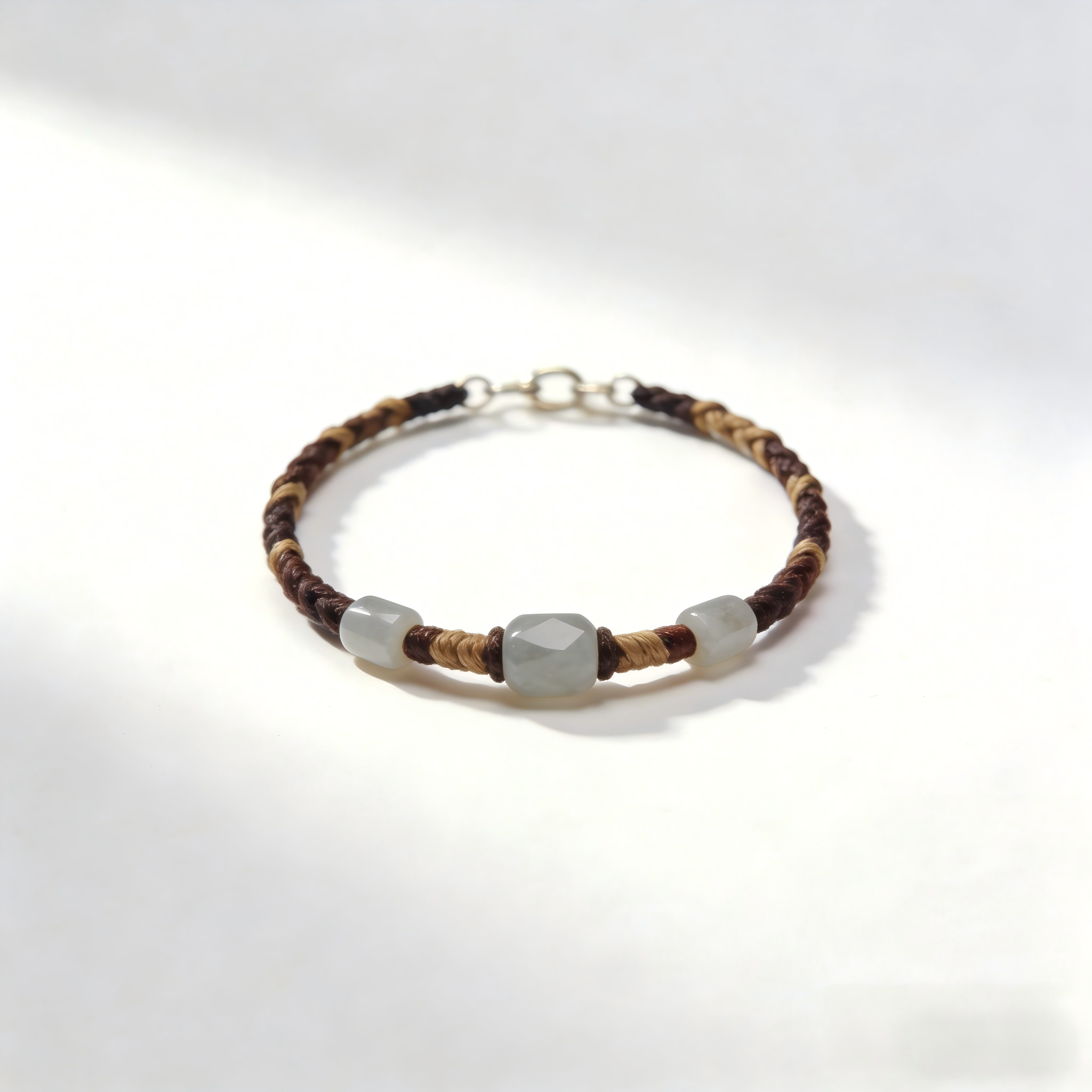 Braided Cord Bracelet with Frosted Center Beads