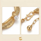 Gold-Plated Pearl and Leaf Design Bracelet