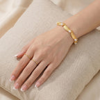 Gold-Plated Pearl and Leaf Design Bracelet