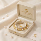 Gold-Plated Pearl and Leaf Design Bracelet