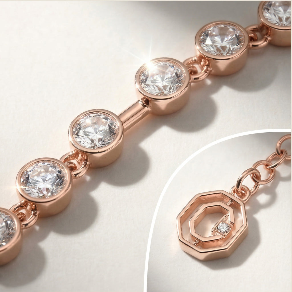 Rose Gold-Plated Crystal Accent Bracelet