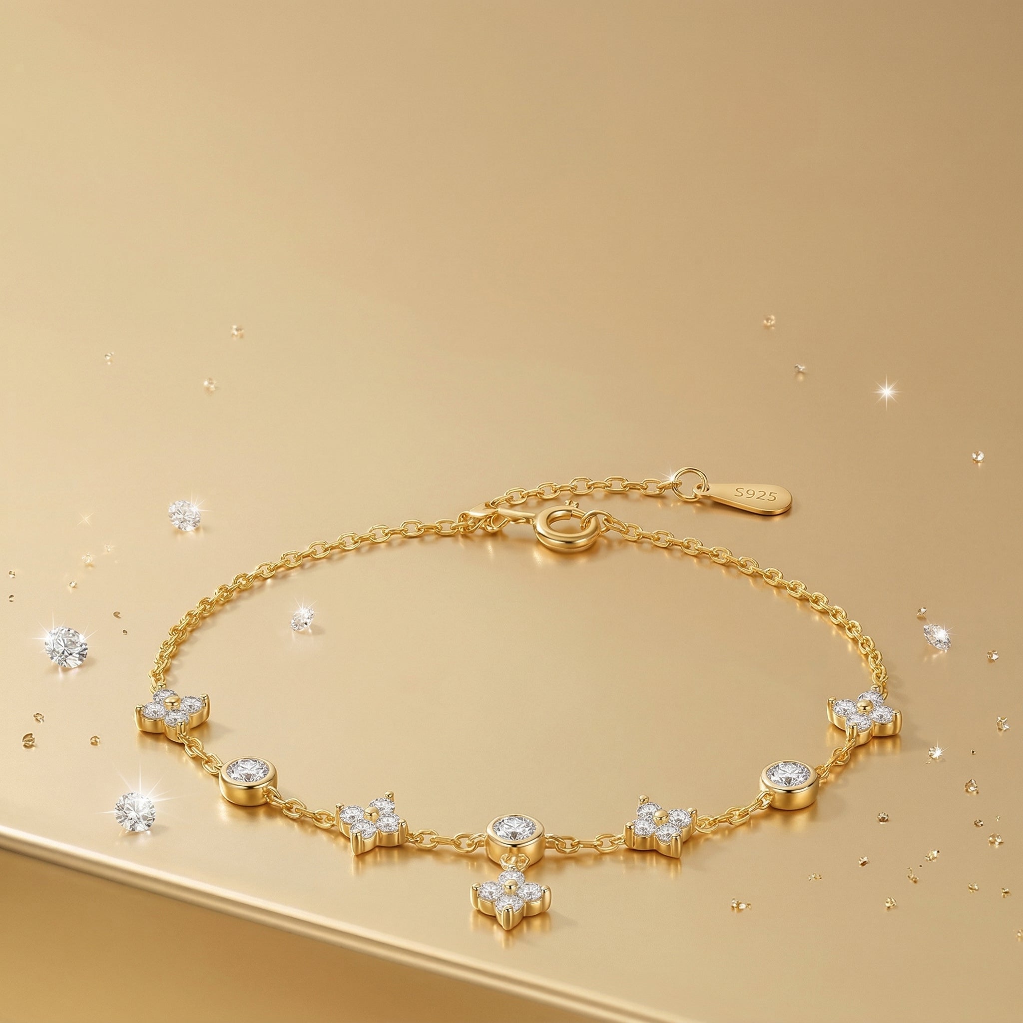 Gold-Plated Crystal Star Accent Bracelet