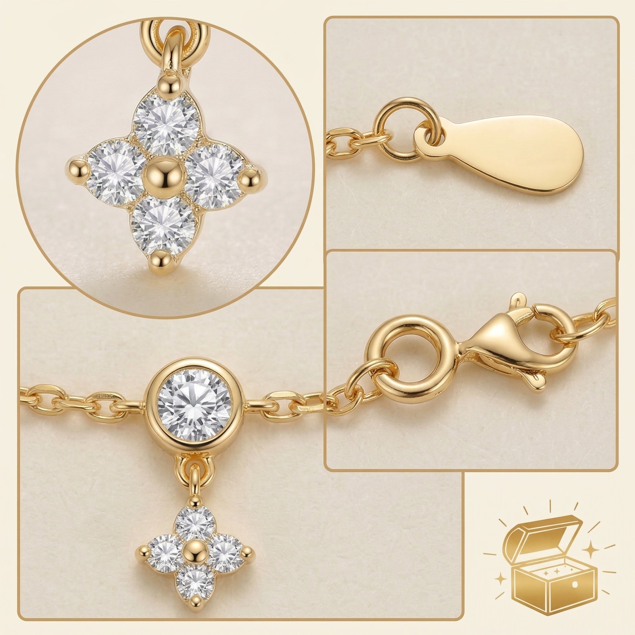 Gold-Plated Crystal Star Accent Bracelet