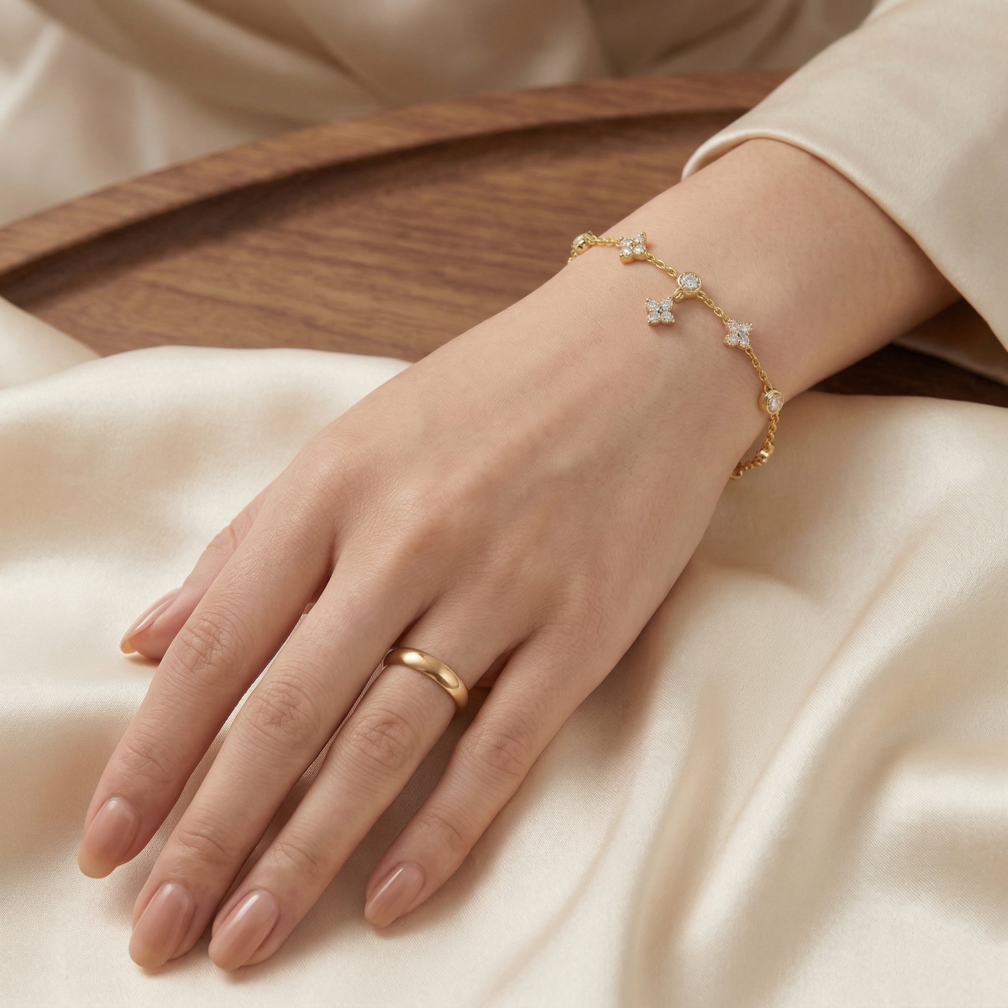 Gold-Plated Crystal Star Accent Bracelet