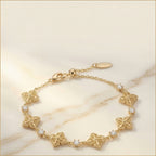 Gold-Plated Lace and Crystal Accent Bracelet