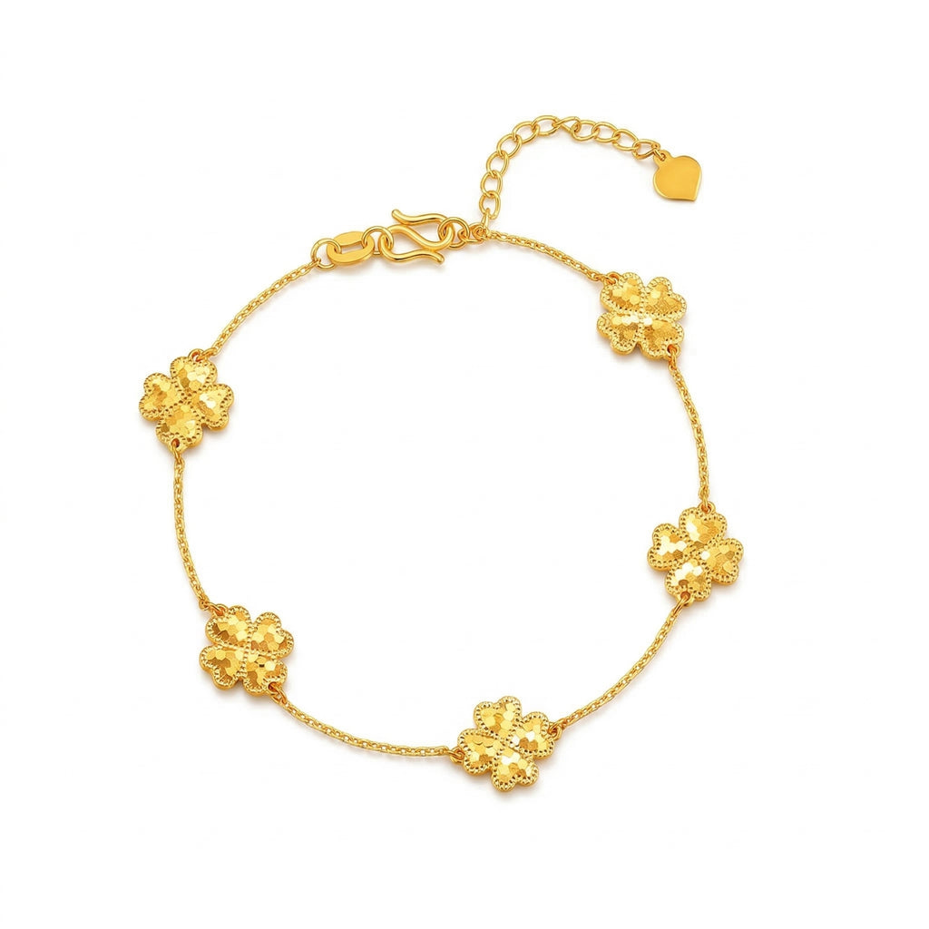 Gold-Plated Floral Link Bracelet