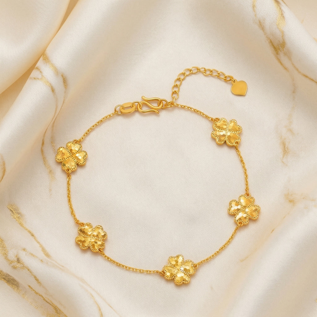 Gold-Plated Floral Link Bracelet