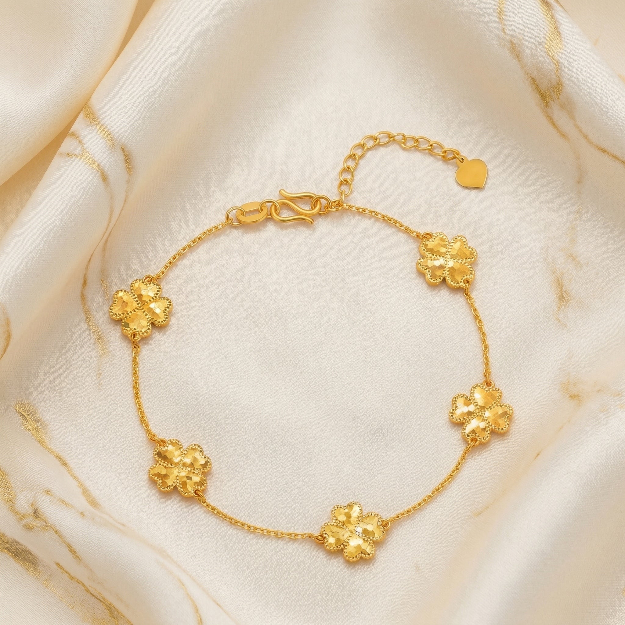 Gold-Plated Floral Link Bracelet