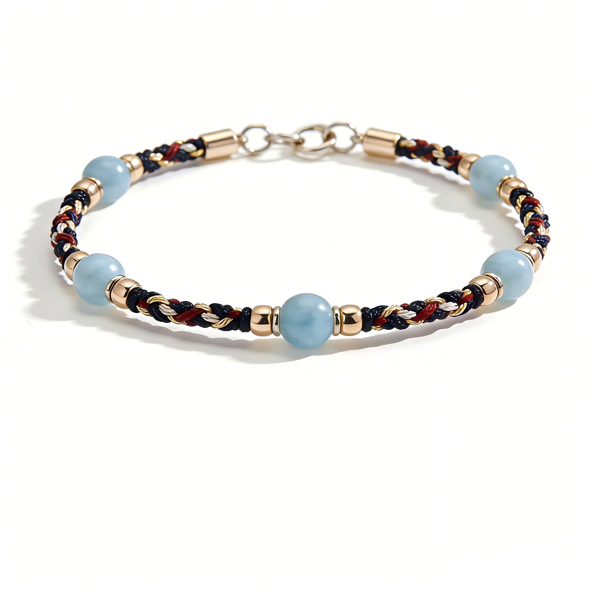 Braided Blue Bead Accent Bracelet