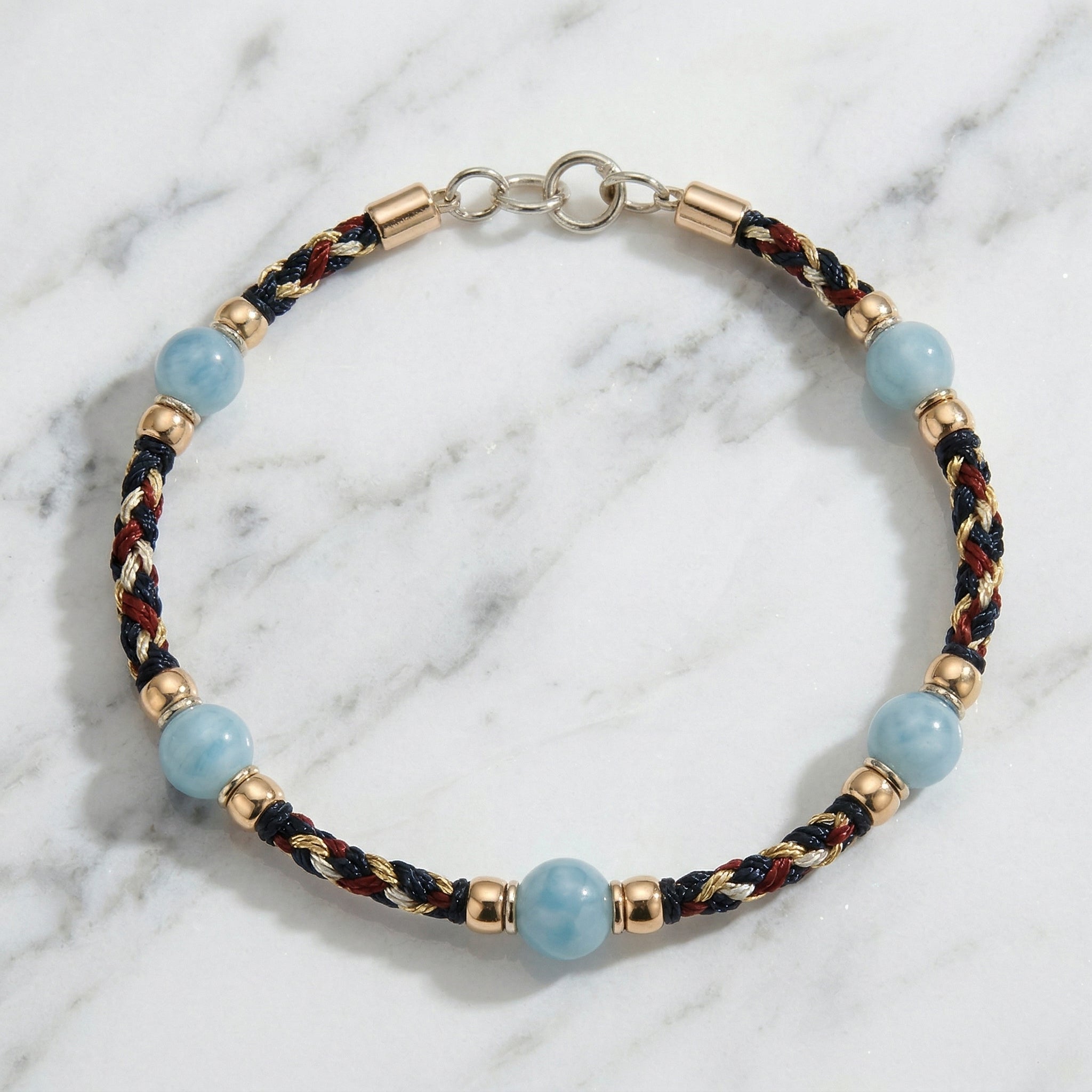 Braided Blue Bead Accent Bracelet