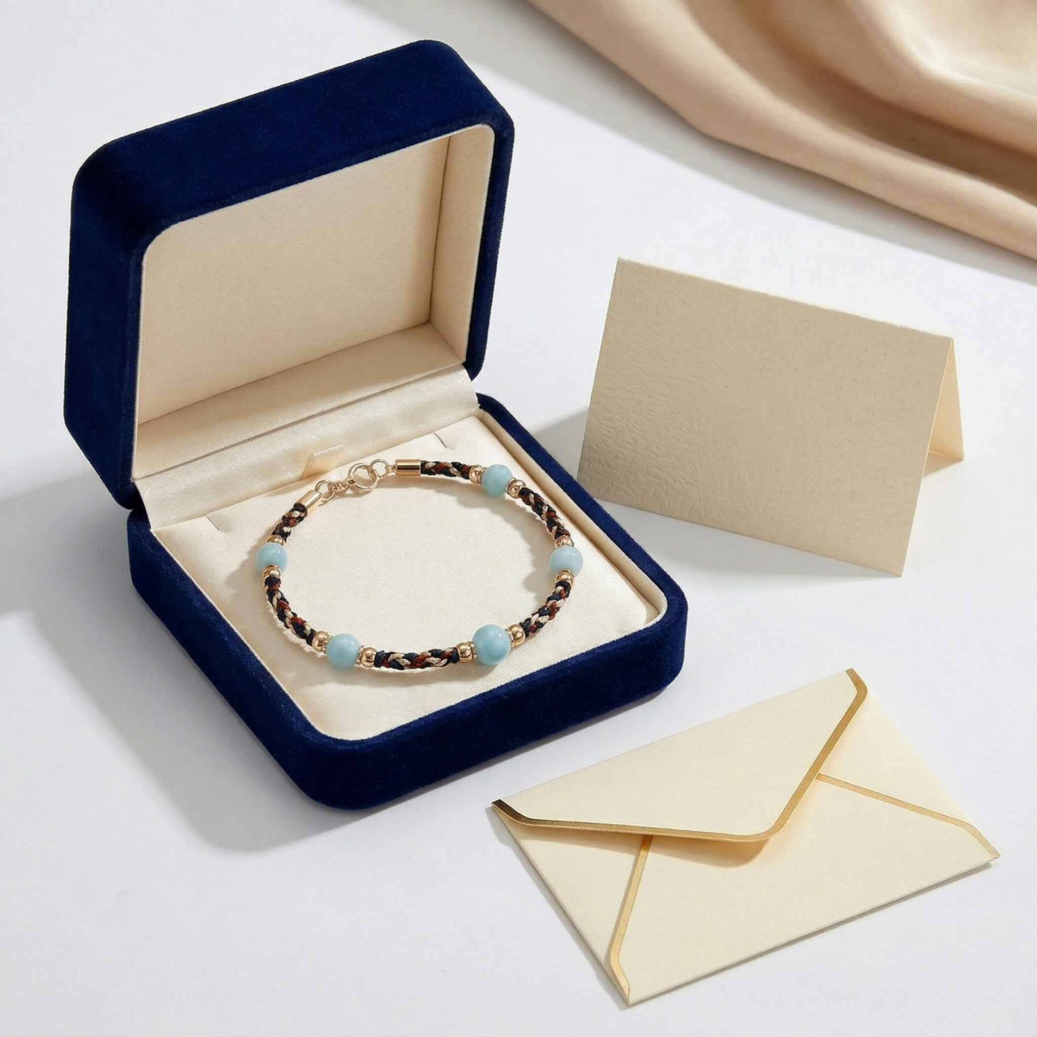 Braided Blue Bead Accent Bracelet