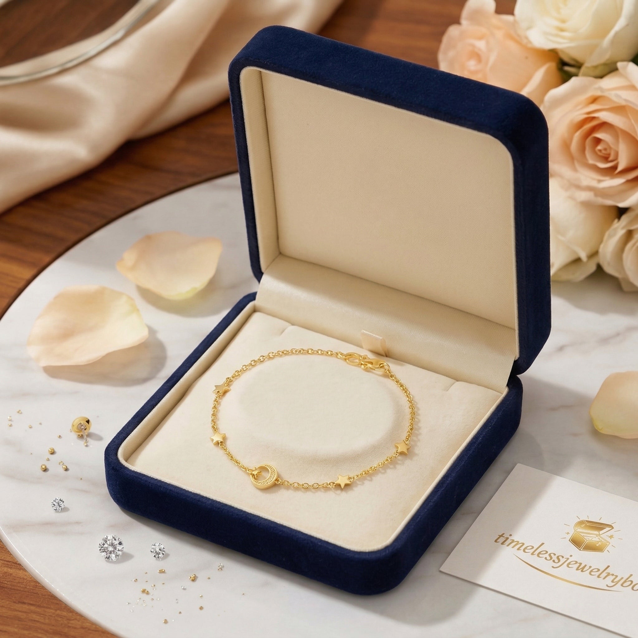 Gold-Plated Star and Moon Bracelet