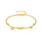 Gold-Plated Heart and Charm Bracelet