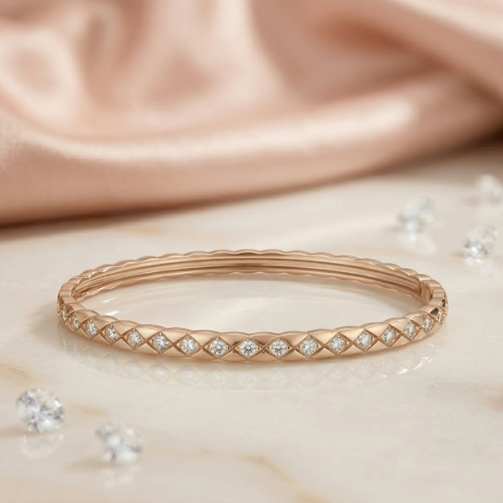 Rose Gold-Plated Crystal-Accented Bangle
