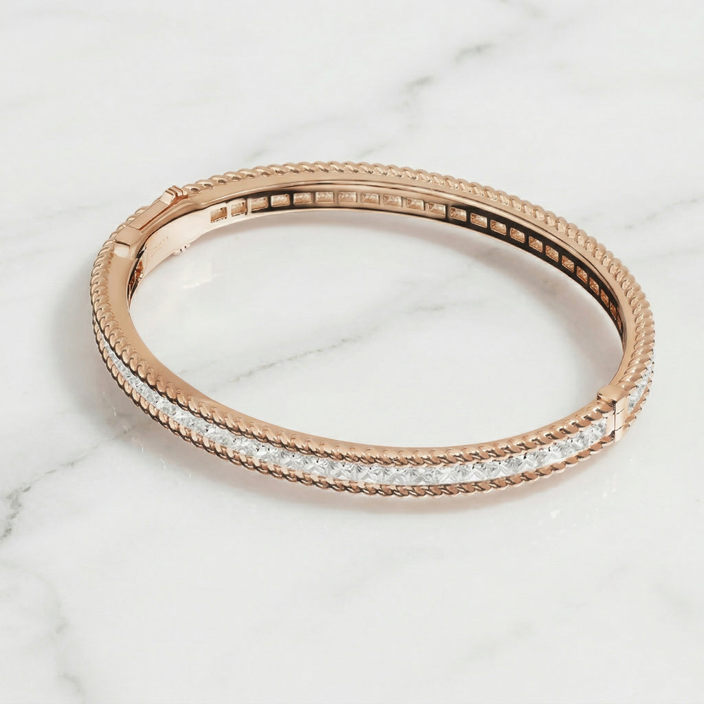 Rose Gold-Plated Crystal-Accented Bangle