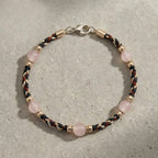 Braided Pink Bead Accent Bracelet