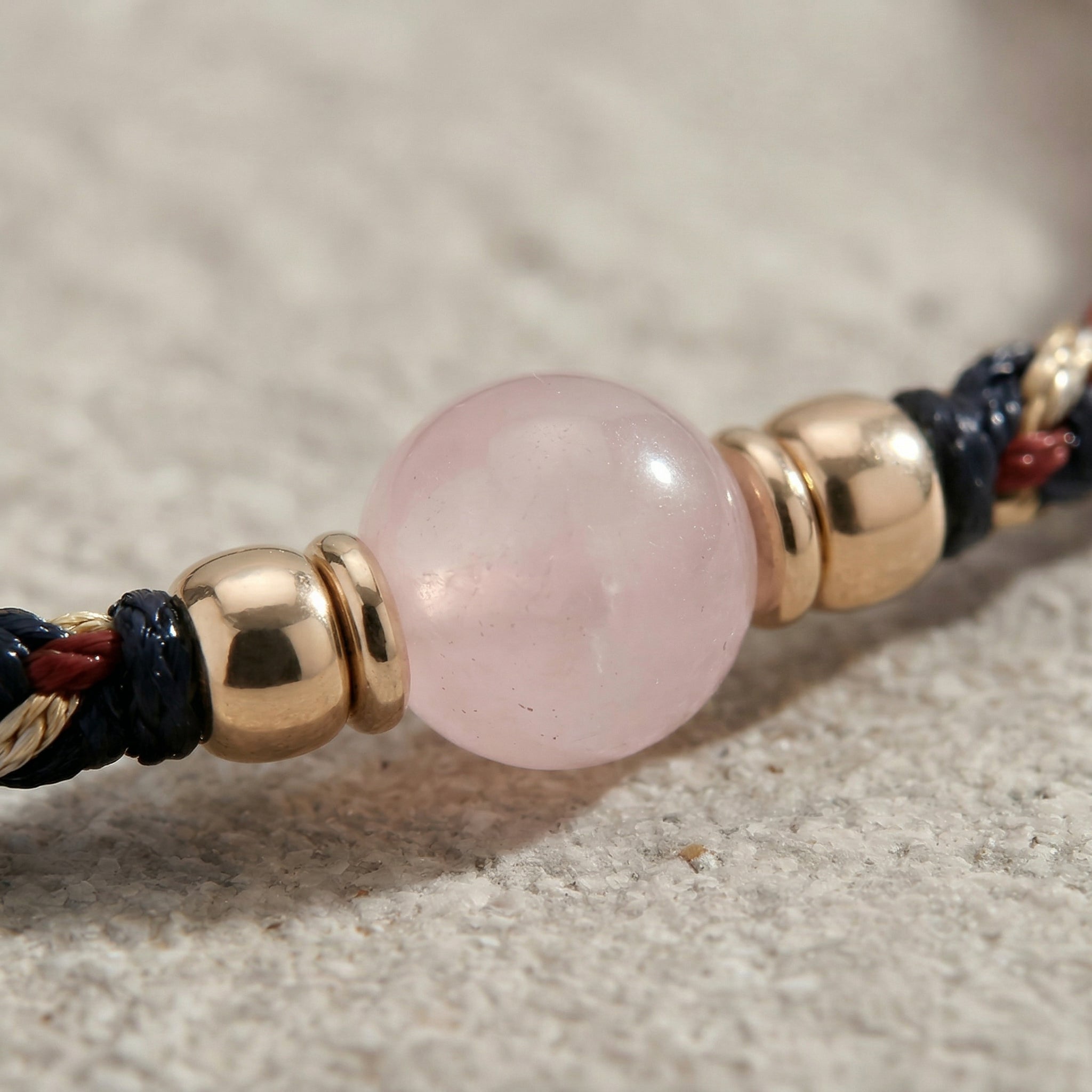 Braided Pink Bead Accent Bracelet