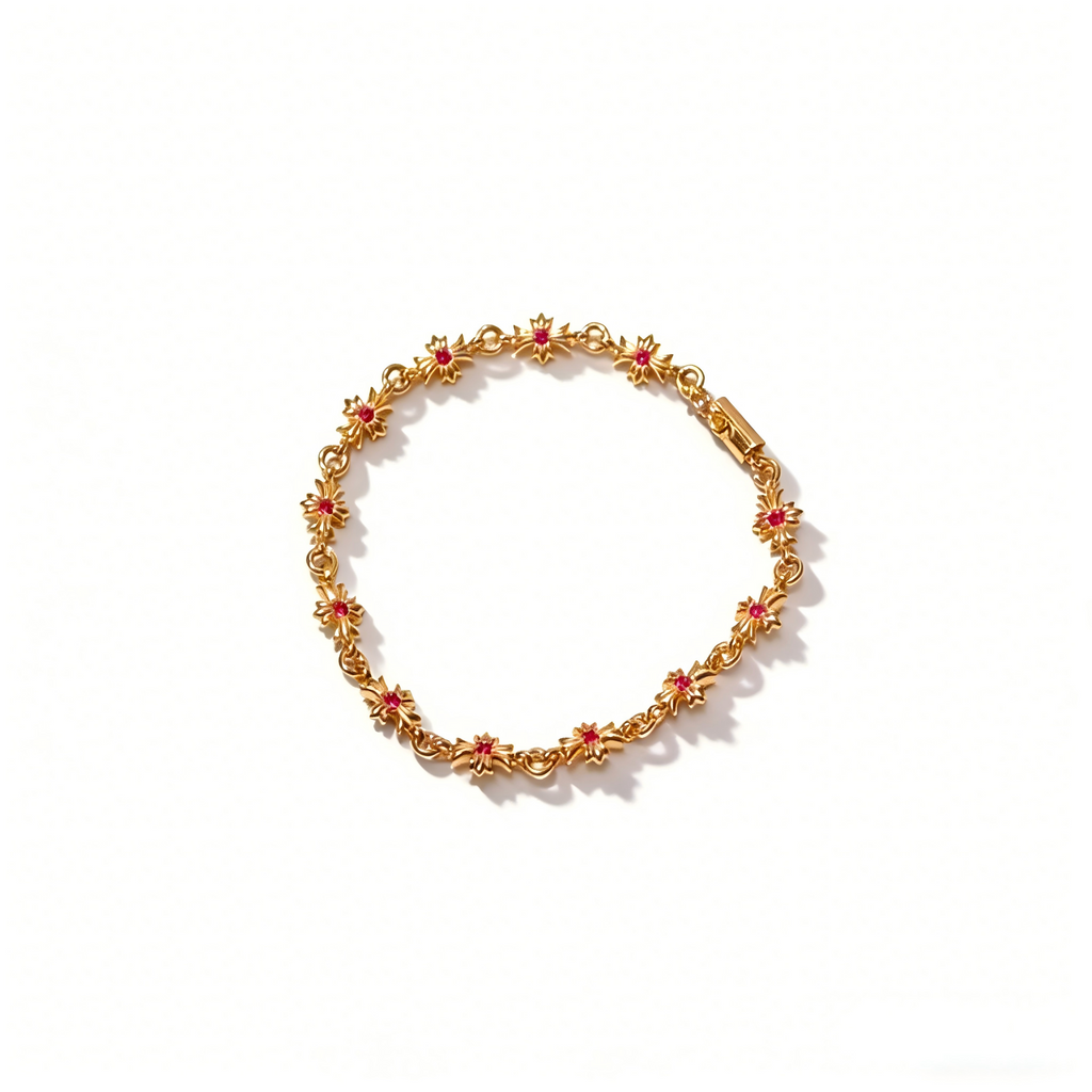Gold-Plated Floral and Crystal Bracelet