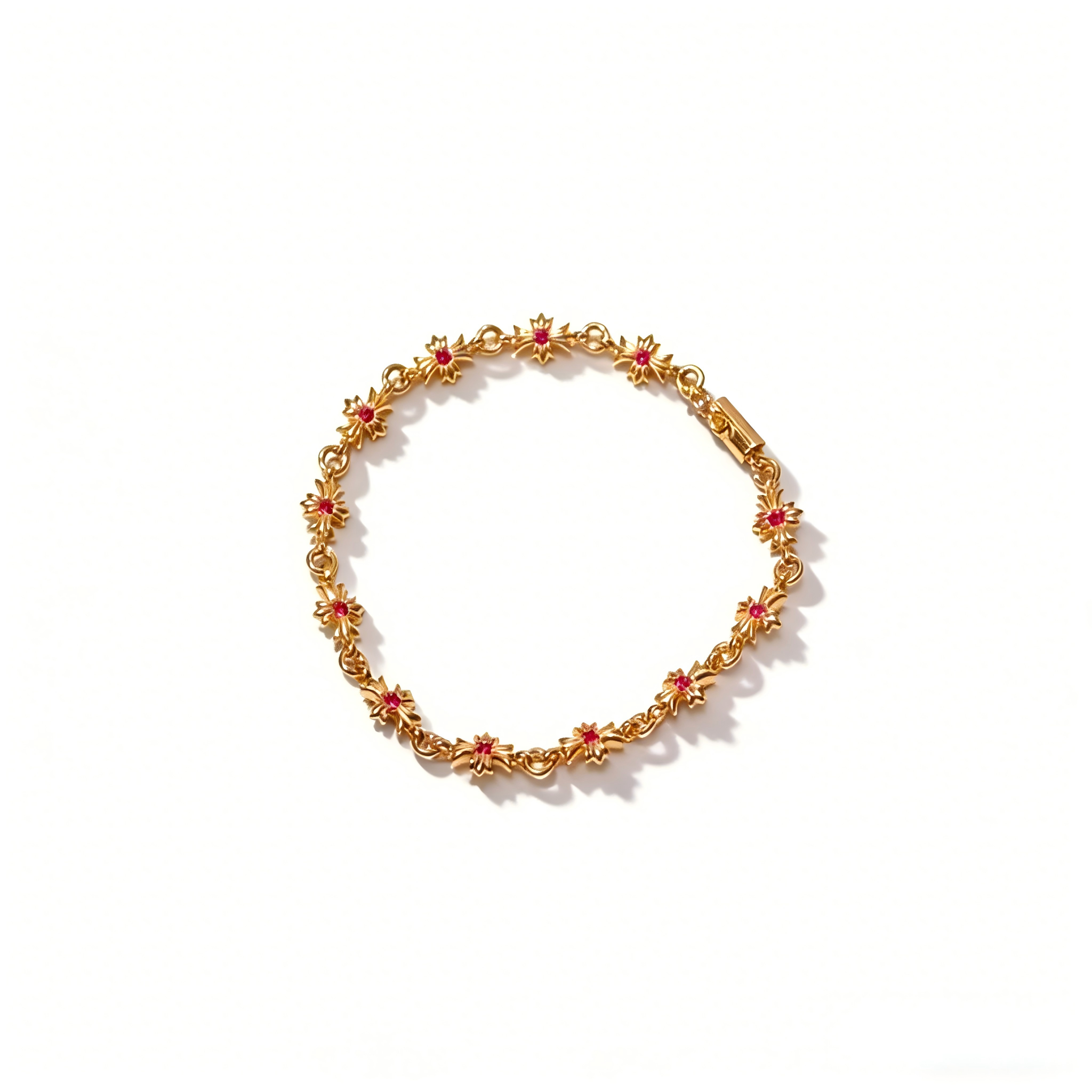 Gold-Plated Floral and Crystal Bracelet