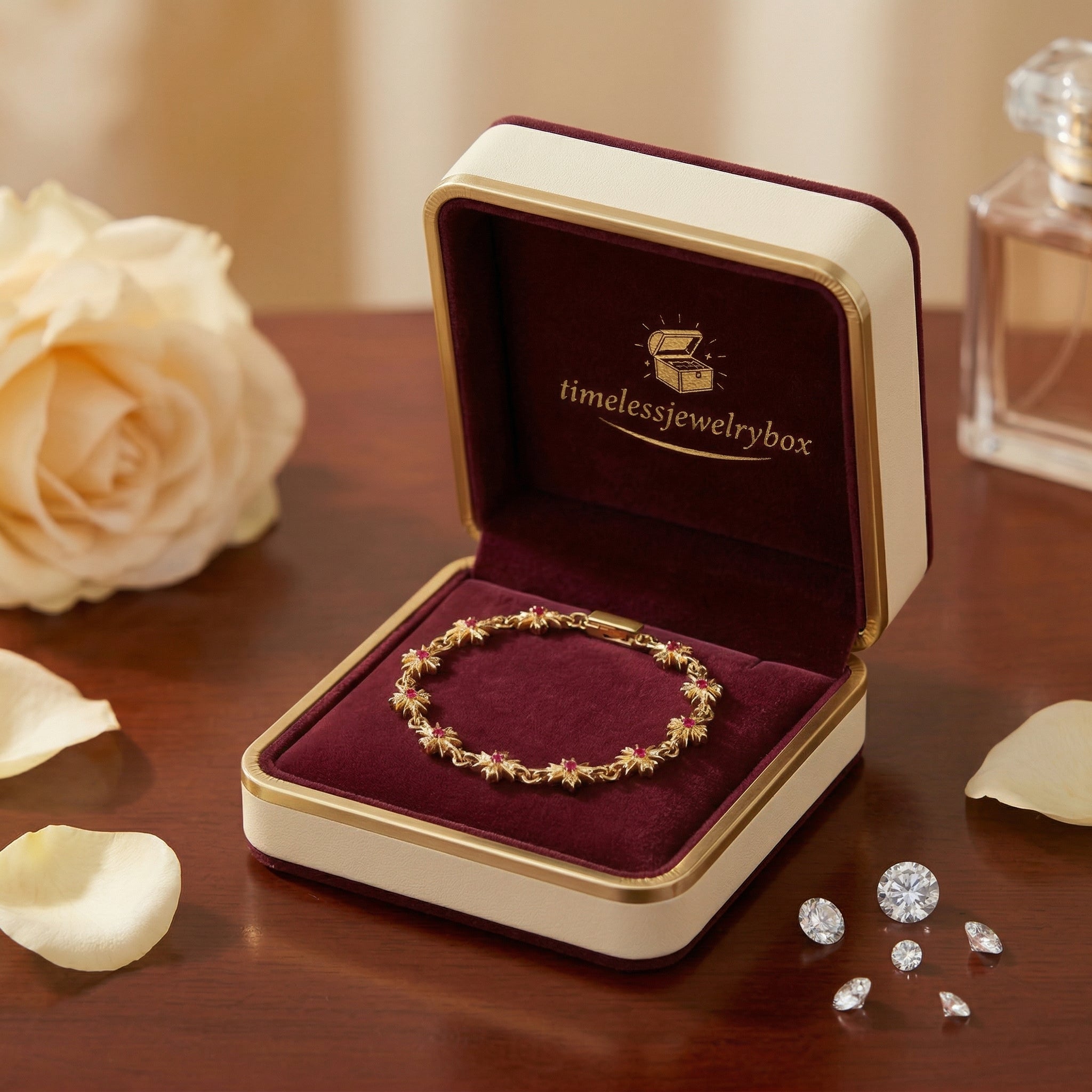 Gold-Plated Floral and Crystal Bracelet