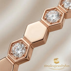 Rose Gold Hexagon Crystal Bangle