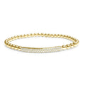 Gold-Plated Beaded Bangle with Crystal Bar