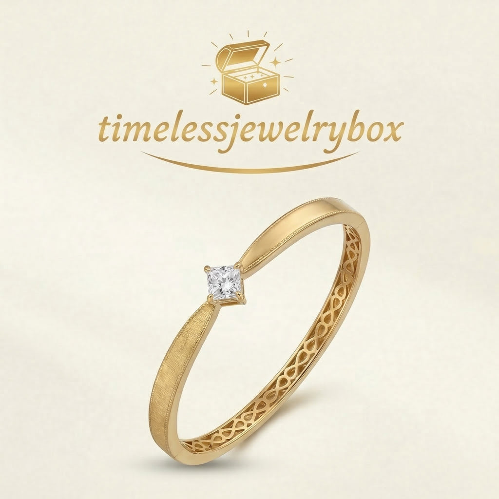 Gold-Plated Diamond-Accented Bangle