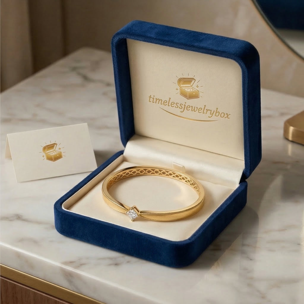 Gold-Plated Diamond-Accented Bangle