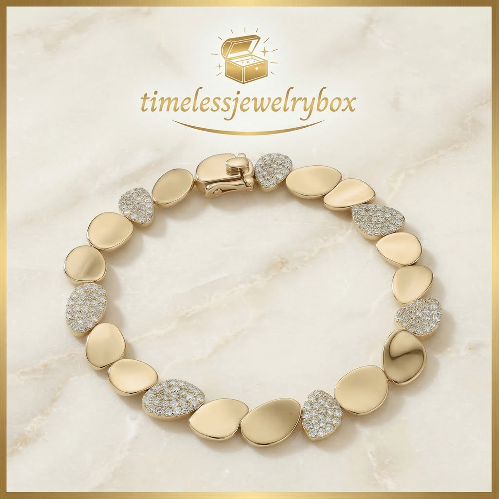 Gold-Plated Diamond-Accented Bracelet