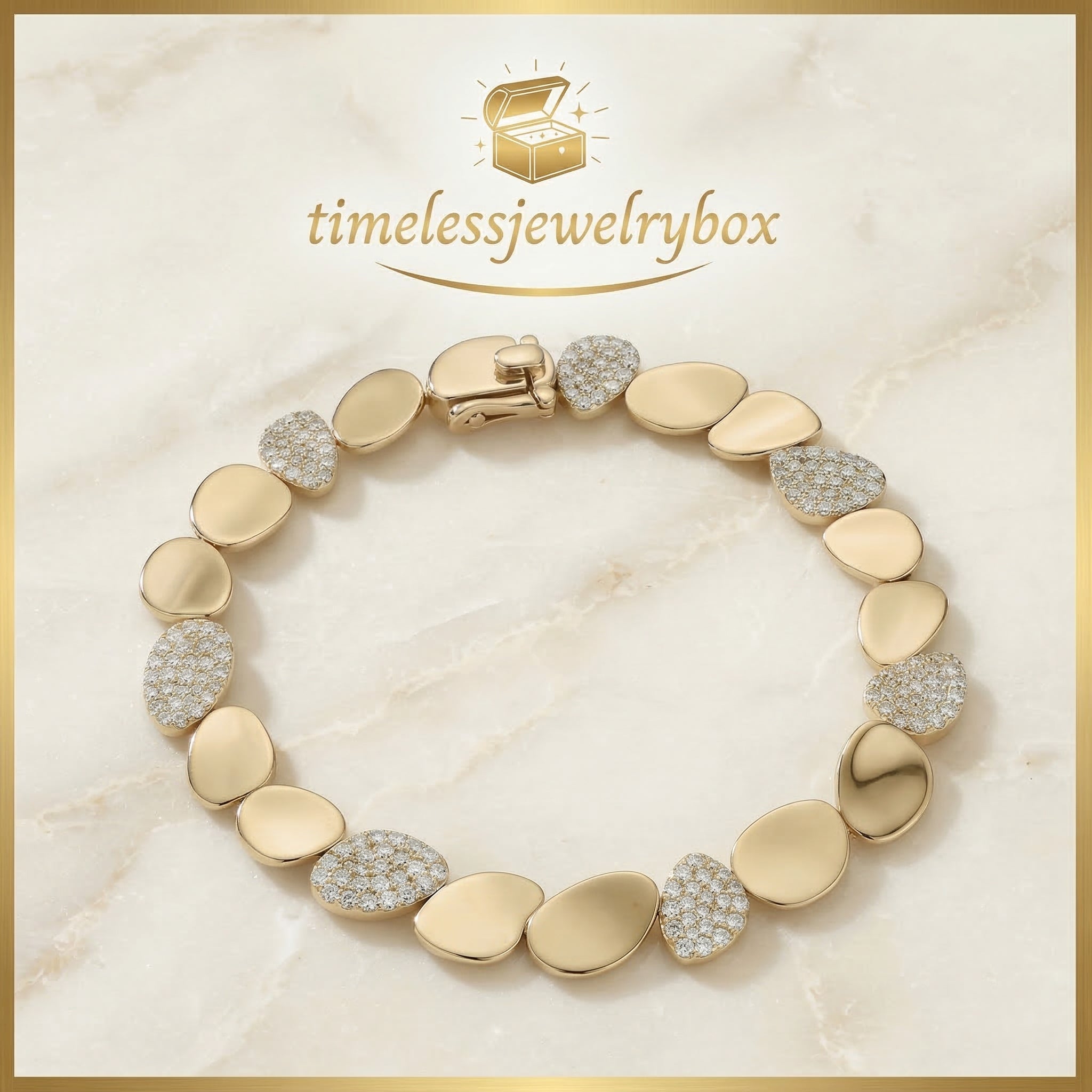Gold-Plated Diamond-Accented Bracelet