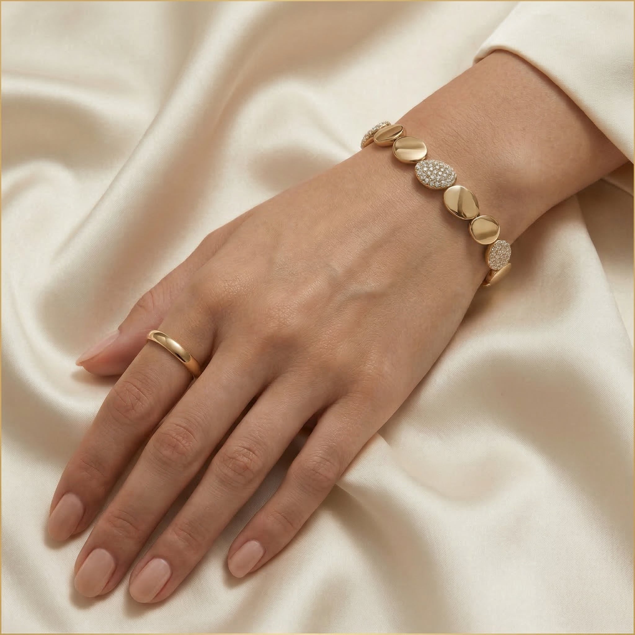Gold-Plated Diamond-Accented Bracelet