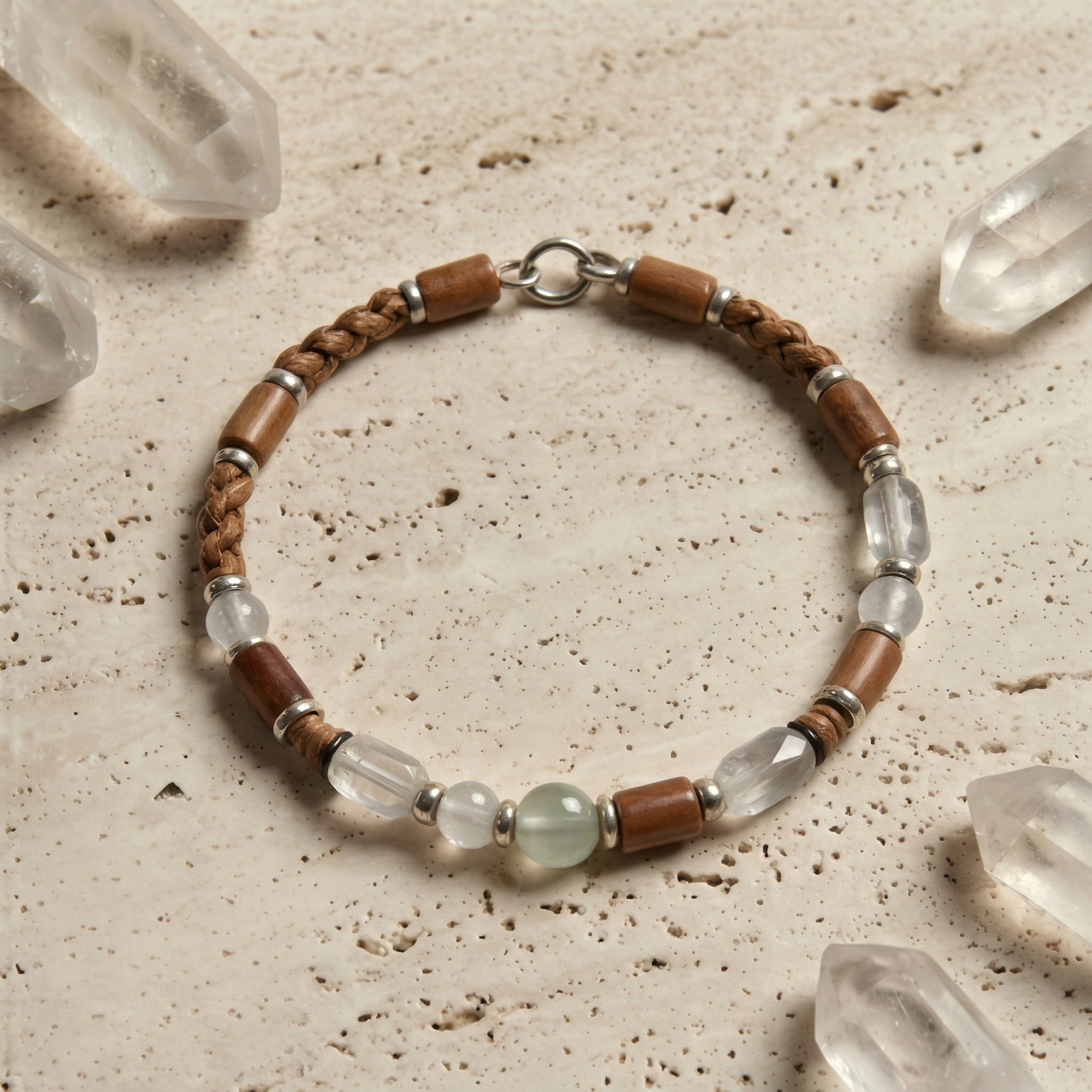 Braided Clear Bead Accent Bracelet