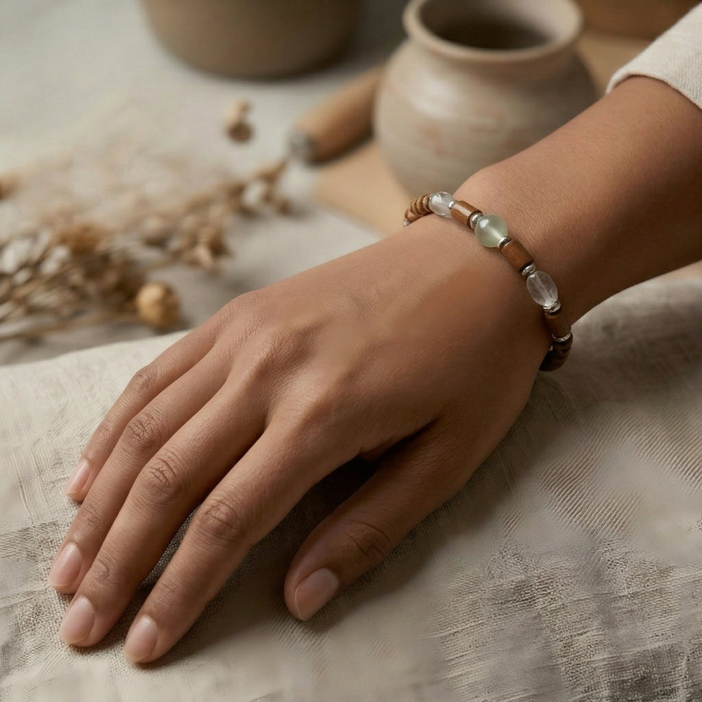 Braided Clear Bead Accent Bracelet